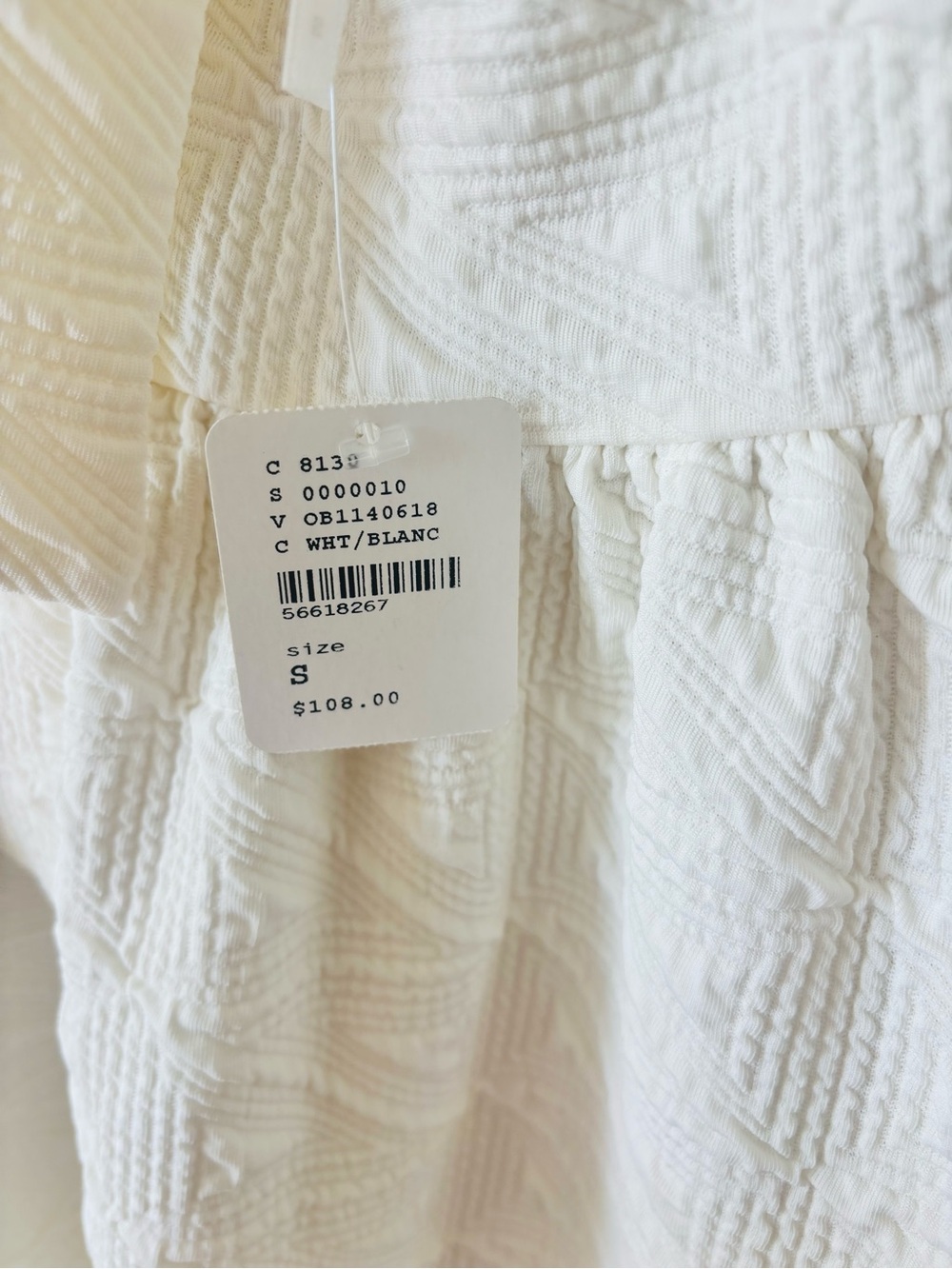 NWT Free People White Textured Violet Square-Neck Babydoll Dress - Picture 11 of 16